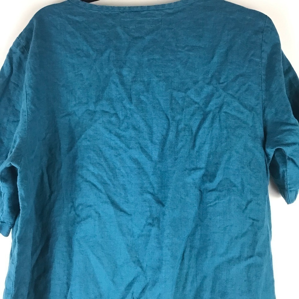 Flax, deep turquoise Linen Tunic with right pocket, Size M - Picture 3 of 5
